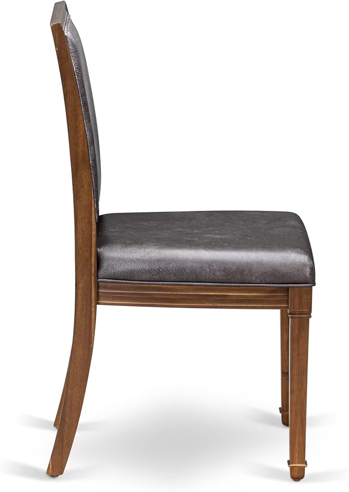 NKAM9-AWA-34 9-Piece Dining Table Set Includes a Kitchen Table and 8 Dark Grey Polyester Fabric Dinner Chairs with High Back - Antique Walnut Finish