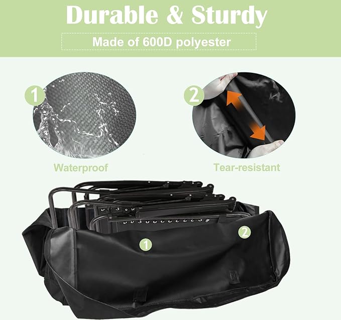 Folding Table Storage Bag, 25" D X 25" W X4.5 H Waterproof Heavy Duty Carrying Bag for 4ft Folding Tables, Picnic/Camp Tables Cover with Durable Zipper & Shoulder Strap, Black
