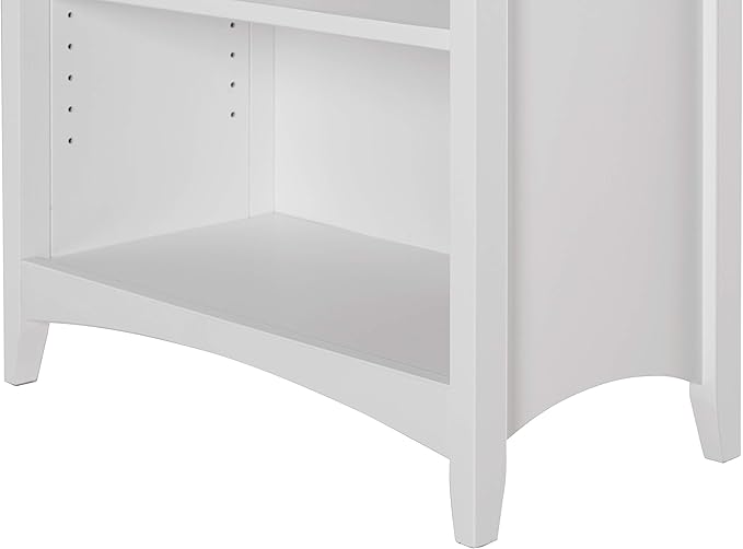 Camaflexi Shaker Style 4 Shelf Bookcase / Solid Wood / 48 inch High / Adjustable Shelving / Closed Back / Display Bookshelf for Living Room, Bedroom, Home and Office, White