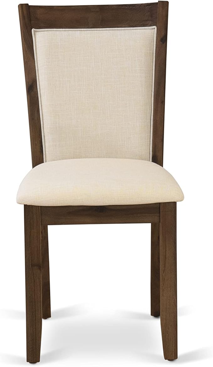 East West Furniture X797MZN32-7 7 Piece Dining Room Furniture Set Consist of a Rectangle Dining Table with X-Legs and 6 Light Beige Linen Fabric Parsons Chairs, 40x72 Inch, Multi-Color