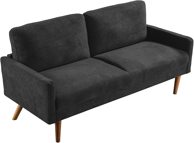 Kent Velvet Sofa, European Style with Sleek Design, Modern & Vintage Flair, Upholstered 3 Seater Couch, Chic Living Room Furniture Seating for Home, Apartment or Office, Black
