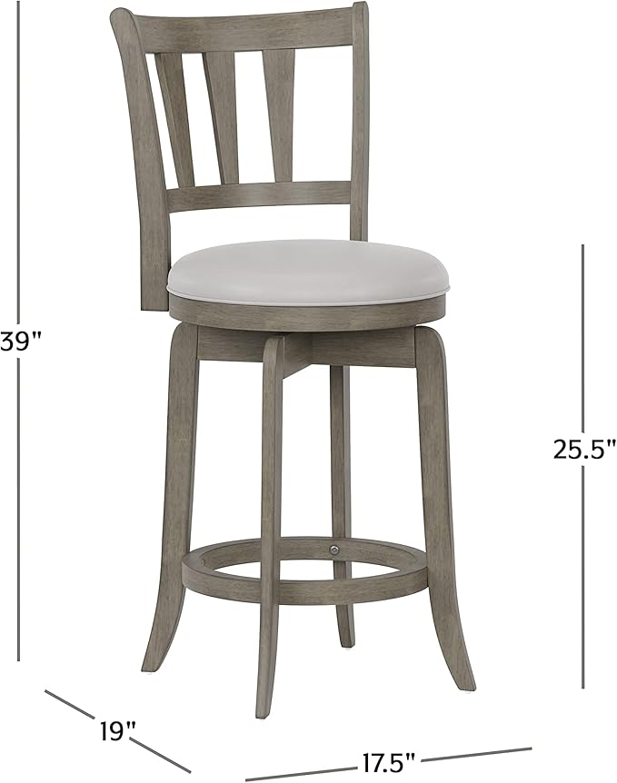 Hillsdale Presque Isle 26" Wood Swivel Counter Height Stool, Aged Gray