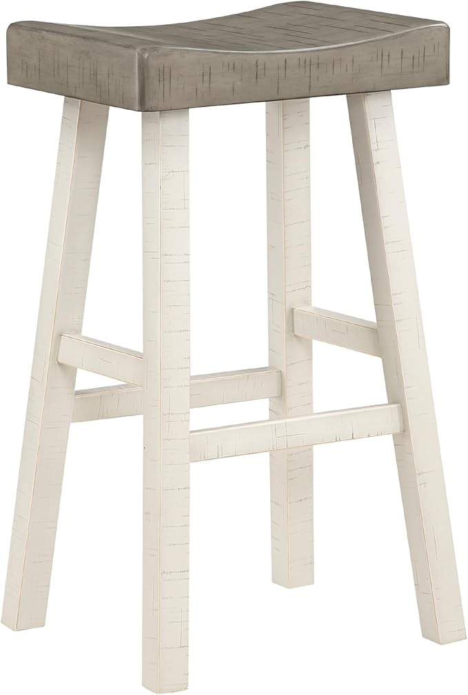 Lexicon Bar Table Set for 3, Small Kitchen Table Set Kitchen Island Table with 3 Saddle Bar Stools, 4 Piece Dining Table Set for Breakfast Nook, Living Room, Apartment, Pub Height, White/Coffee