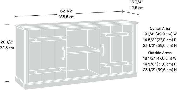 Sauder Miscellaneous Entertainment Farmhouse TV Stand, for TVs up to 70", Soft White Finish