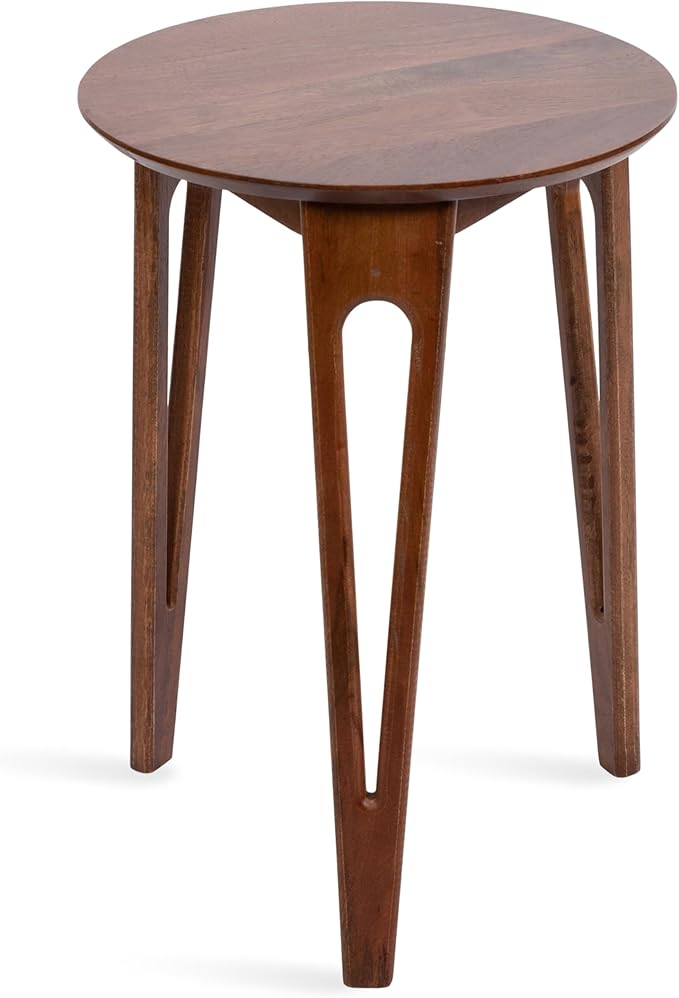 Kate and Laurel Kershaw Mid-Century Modern Round Side Table, 16 x 16 x 22, Walnut Brown, Transitional Circle Living Room End Table with Tapered Hairpin Legs for Use as Bedroom Nightstand Table