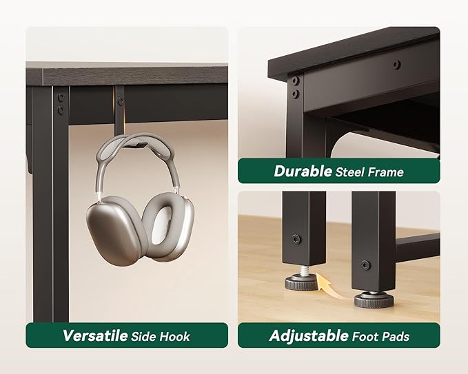 Coleshome 71 Inch Computer Desk with USB Ports, Large Office Desk, Long Study Student Writing Desk, Black