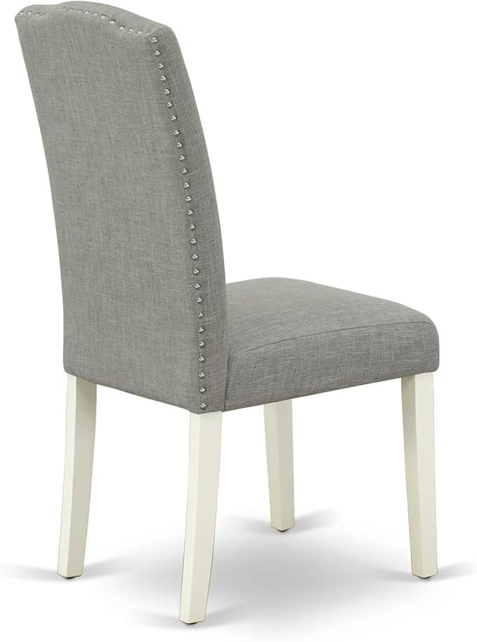 East West Furniture V097EN206-5 5 Piece Dining Table Set Includes a Rectangle Dining Room Table with V-Legs and 4 Dark Shitake Linen Fabric Upholstered Chairs, 40x72 Inch, Multi-Color