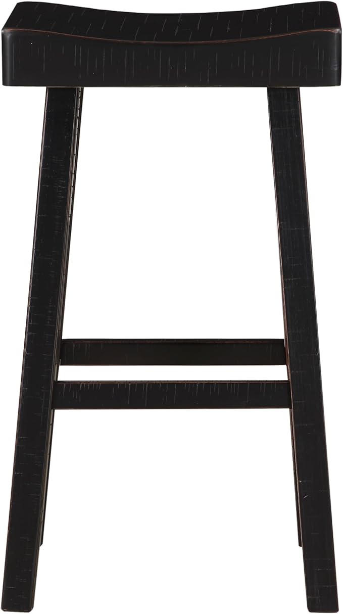 Lexicon Bar Table Set for 3, Small Kitchen Table Set Kitchen Island Table with 3 Saddle Bar Stools, 4 Piece Dining Table Set for Breakfast Nook, Living Room, Apartment, Pub Height, Black