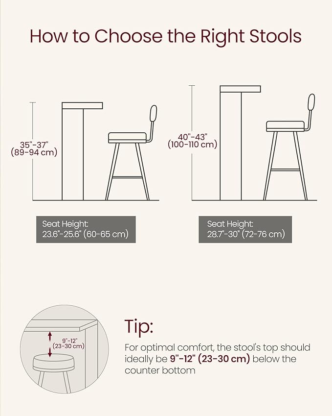 VASAGLE Bar Stools Set of 2, Bar Height Stools with Rattan Back and Metal Legs, 30.1-Inch Tall Counter Chairs, Modern Leather Upholstered Barstools for Kitchen Island Dining Room, Ink Black