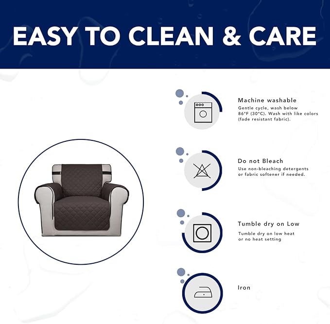 PureFit Reversible Sofa Couch Cover Water Resistant Couch Covers for 3 Cushion, Washable Furniture Cover with Non-Slip Foam and Adjustable Strap for Dogs, Pets (Oversized Sofa, Chocolate/Beige)
