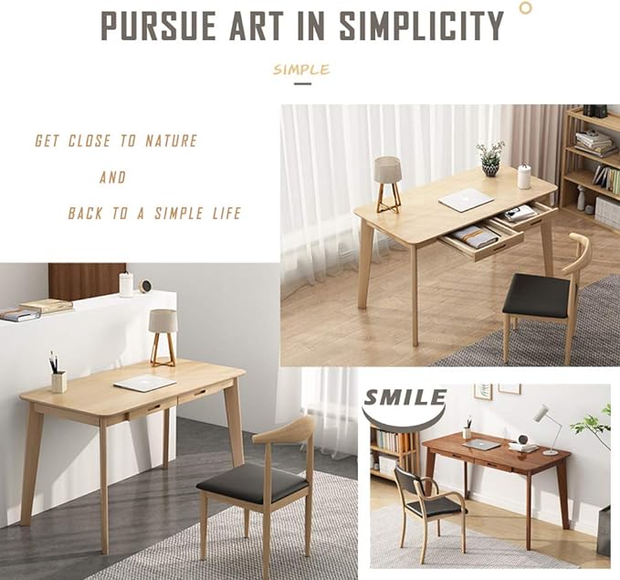 IOTXY Solid Wood Writing Desk - Home Office Workbench Desk with Drawer, Laptop Computer Work Study Table