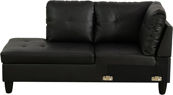 NicBex Sectional Couch 3 Pieces Sofa Set with Right Chaise Faux Leather L Shaped Cloud Couch for Living Room Furniture Sets with Storage Ottoman, Modular Sofa for Living Room & Apartment, Black