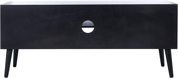 SAFAVIEH Sorrel TV Stand for up to 55" Flatscreen – Black, 2 Doors with Interior Storage, 2 Open Shelves, Entertainment Media Console (MED5701B)
