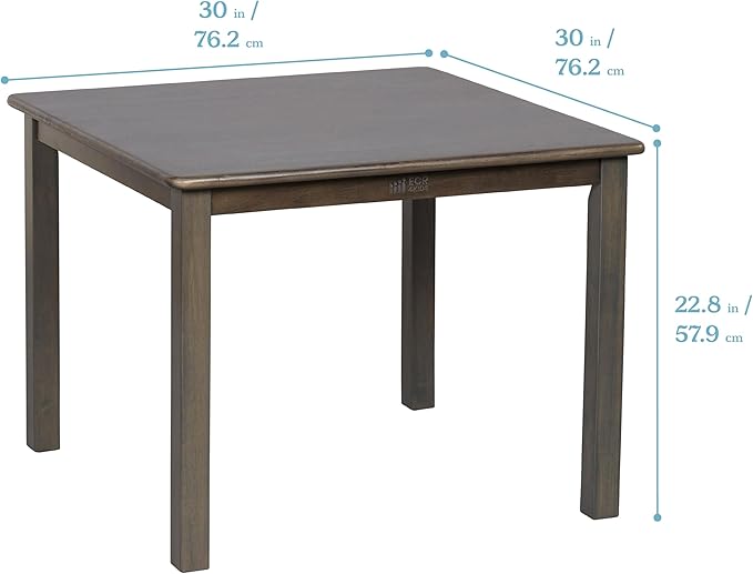 ECR4Kids 30in Square Hardwood Table with 22in Legs, Kids Furniture, Grey Wash
