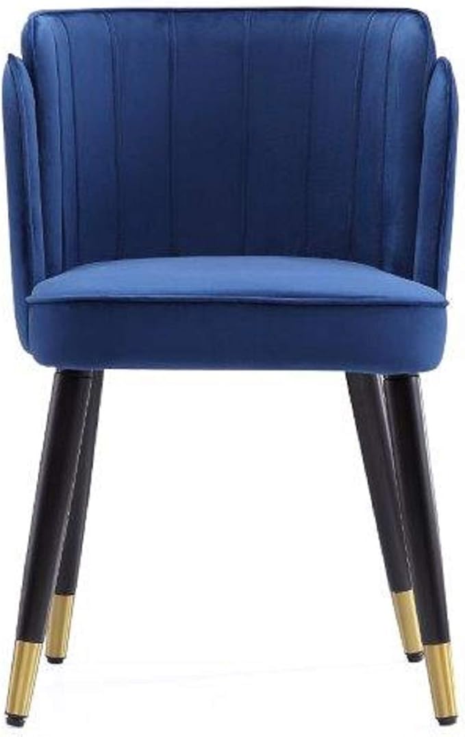 Manhattan Comfort Zephyr Modern Velvet Dining Chair, Solid Wood Frame with Gold-Tipped Splayed Legs, High Density Foam Padding, Vintage Design, Tulip Inspired Accent Furniture, Royal Blue