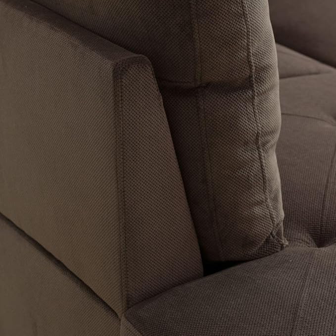 Brown L-Shaped 3-Piece Corduroy Fabric Sofa with Storage Ottoman Set, Sectional Couch Sofa Set for Living Room, Office, Small Space