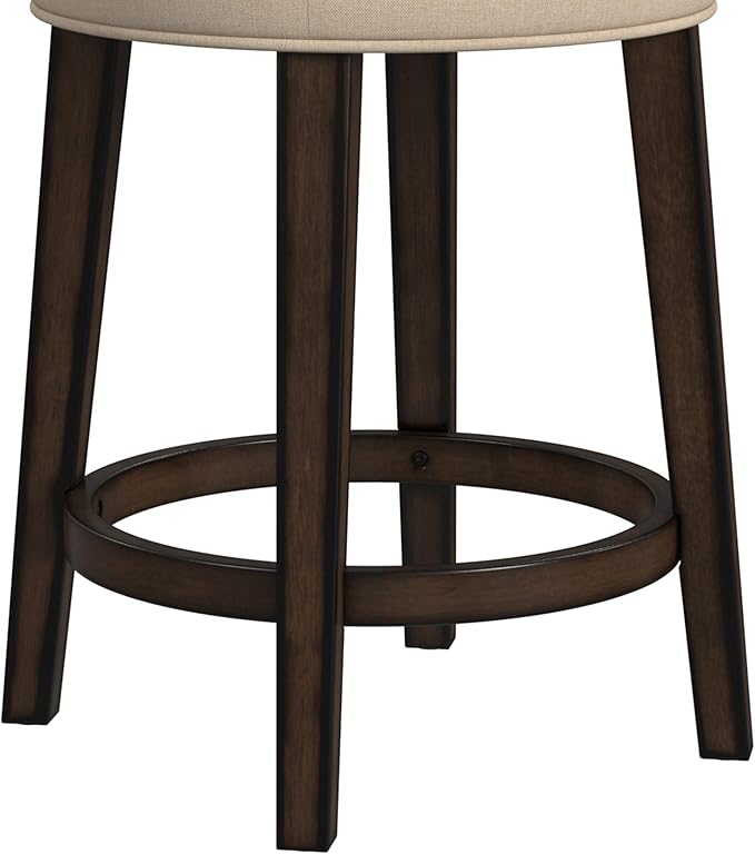 Hillsdale Krauss Backless Swivel Counter Stool, Charcoal Gray Finish with Linen Stone Fabric