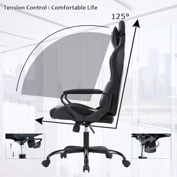BestOffice Computer Executive Desk Office Chair with Lumbar Support Headrest For Women, Men, Red