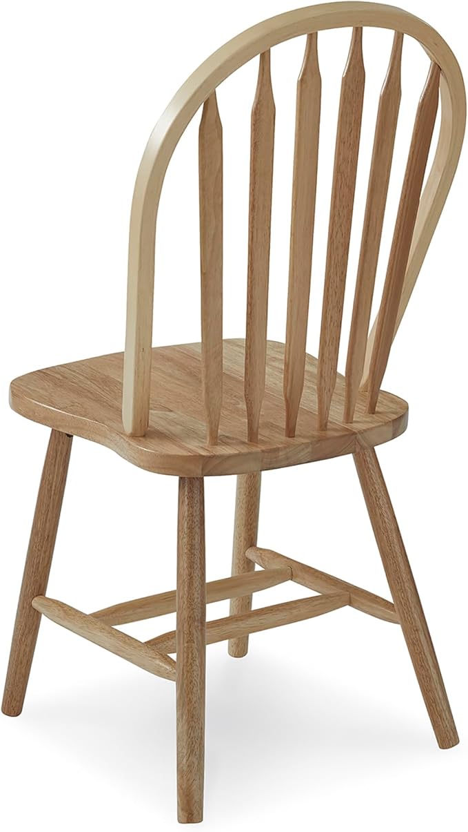 International Concepts Solid Wood Windsor ArrowBack Dining Chair with Plain Legs - Parawood Construction - 19.25" W x 19.75" D x 38.25" H - 225 lb Weight Capacity - Dining Chairs, Natural