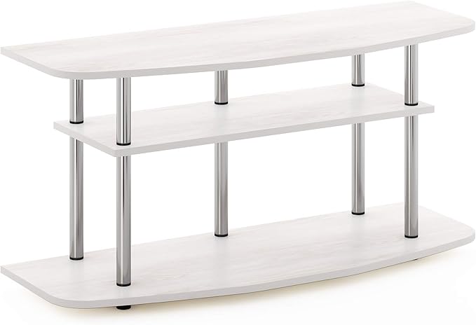 Furinno Frans Turn-N-Tube TV Stand for TV Size up to 43 Inch, 3-Tier, White Oak