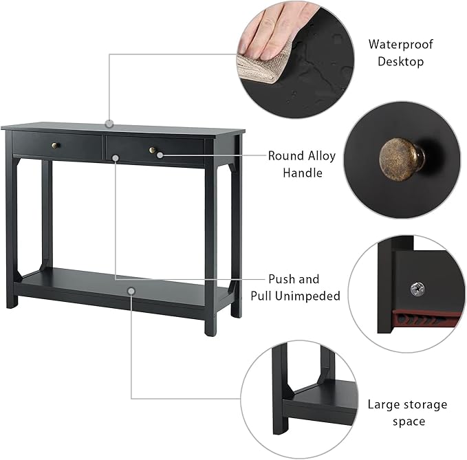 TaoHFE Black Console Table, 39.4"x11.8"x31.5"(L*W*H)
