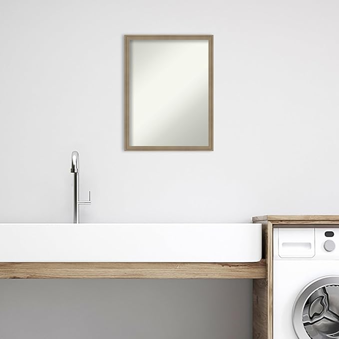 Amanti Art Grey Bathroom Mirror for Over Sink, 26x20 Florence Grey Rectangle Vanity Mirror, Medium Casual Frame, Hangs Horizonally and Vertically, Bathroom Wall Decor, Non-Beveled Edge from WI, USA