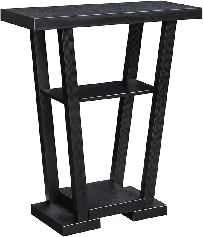 Convenience Concepts Newport V Console Modern Sofa Storage Shelves, Narrow Entryway Hall Living Room, Display Accent Table, 31.5", Black