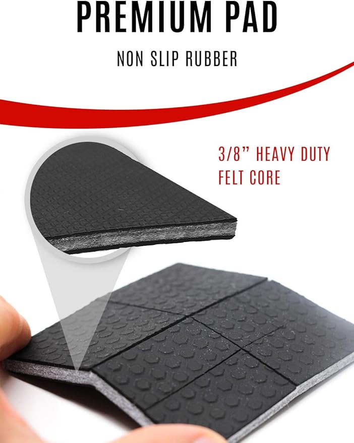 SlipToGrip Non Slip Furniture Pad Grippers - Stops Slide - Multi Size (4 Pads) - Make 4", 1", 2", etc.- Pre-Scored Multiple Sizes - 3/8" Felt Core - Anti Slip - No Nails, No Glue.