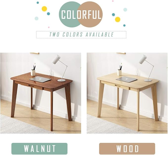 IOTXY Solid Wood Writing Desk - Home Office Workbench Desk with Drawer, Laptop Computer Work Study Table