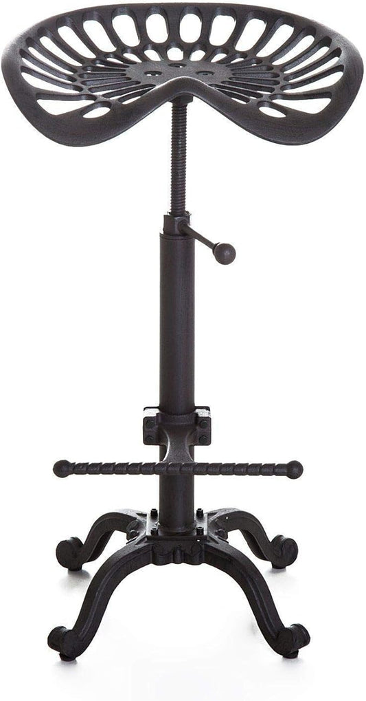LOKKHAN Rustic Industrial Bar Stool - Cast Iron Tractor Seat - Adjustable Counter Height Swivel Breakfast Bar - Farmhouse Metal Stool - 19.7-26.8 Inch Seat Height