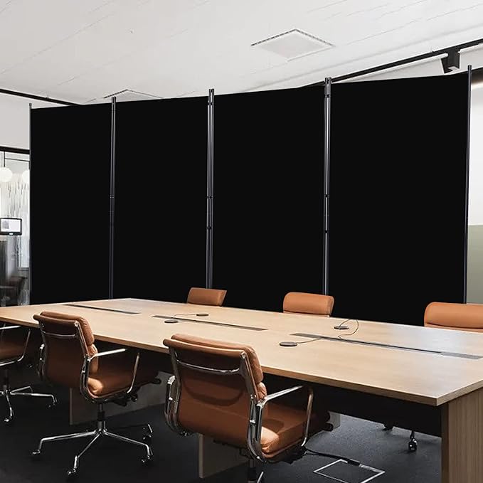 Room Divider, 4 Panel Folding Privacy Screens with Wider Support Feet, 6 Ft Portable Room Partition for Room Separator, 136" W X 71" H, Black