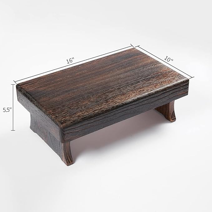 Wood Step Stool, Portable Rectangle Bed Stool, Small Step Ladder for Kitchen & Bathroom, Foot Rest Stool Under Desk, Large Surface, Strong and Durable