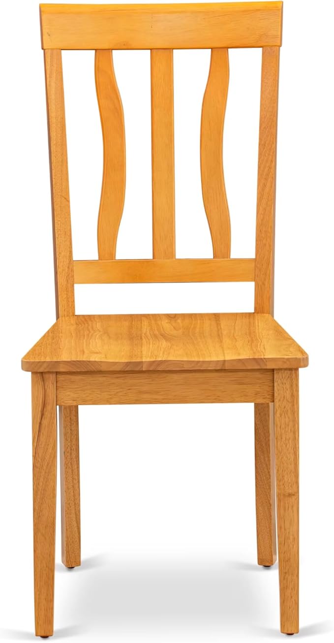East West Furniture ANTI5-OAK-W 5 Piece Dining Room Table Set Includes a Round Wooden Table with Pedestal and 4 Kitchen Dining Chairs, 36x36 Inch, Oak