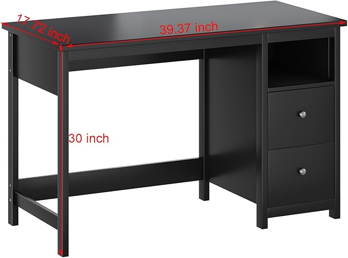 Desk with Drawers,Modern Small Computer Desk for Home Office with Storage Drawers, Makeup Vanity Desk Dressing Table for Bedroom,Filing Cabinet Writing Table PC Desks for Study (Black, 39.3")