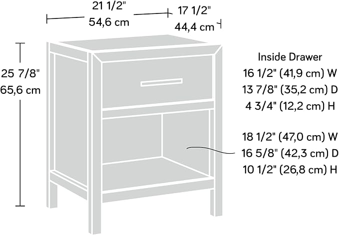 Sauder Pacific View Bedroom Night Stand, Spacious Storage, 1 Drawer Nightstand, Prime Oak Finish