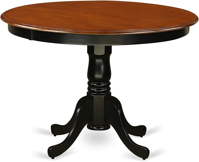 East West Furniture HLQU5-BCH-W 5 Piece Dining Room Furniture Set Includes a Round Kitchen Table with Pedestal and 4 Dining Chairs, 42x42 Inch, Black & Cherry