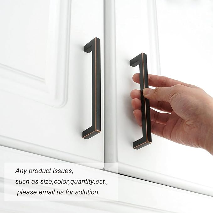KOOFIZO Solid Square Bronze Kitchen Cabinet Handles Oil Rubbed Bronze Cabinet Pulls, 10 Pack 5 Inch Bronze Hardware for Kitchen Cabinets Drawers Dresser Cupboard Bedroom Bathroom