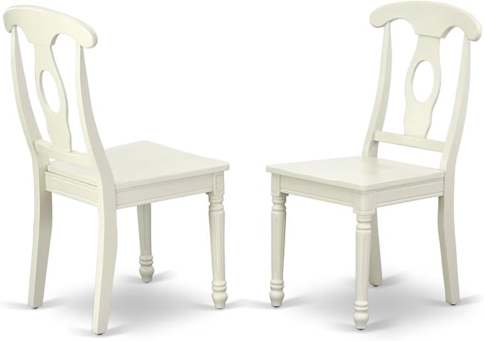 East West Furniture DOKE5-LWH-W 5 Piece Kitchen Table Set for 4 Includes a Rectangle Dining Room Table with Butterfly Leaf and 4 Solid Wood Seat Chairs, 42x78 Inch, Linen White
