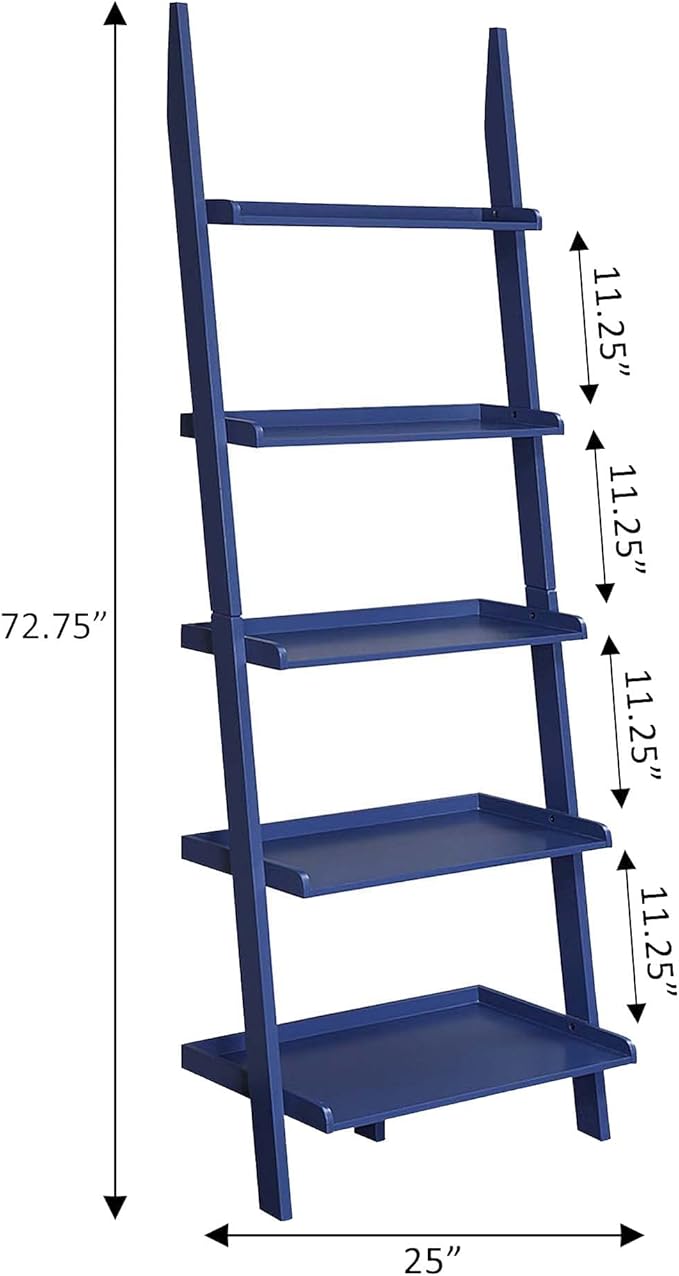 Convenience Concepts American Heritage Bookshelf Ladder, Cobalt Blue
