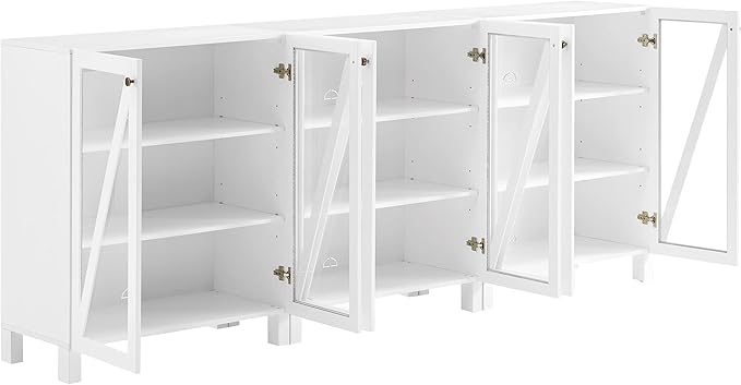 Crosley Furniture Cassai 3-Piece Entertainment Center TV Stand, Media Console, Vinyl Record Storage, White