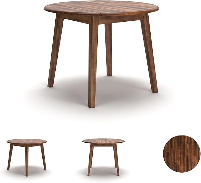 Signature Design by Ashley Berringer Dining Room Round Drop Leaf Table, Rustic Brown