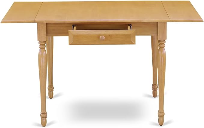 East West Furniture MZDL3-OAK-W 3 Piece Kitchen Table Set for Small Spaces Contains a Rectangle Dining Room Table with Dropleaf and 2 Dining Chairs, 36x54 Inch, Oak