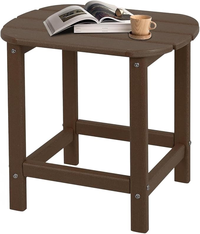 Adirondack Side Table,HDPE Weather Resistant,Wooden Textured for Adirondack Chairs,Patio,Garden, Porch, Backyard Use, Coffee
