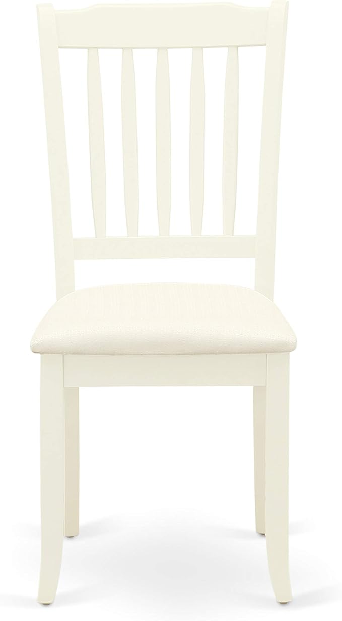 East West Furniture LGDA5-LWH-C 5 Piece Dining Room Table Set Includes a Rectangle Kitchen Table with Butterfly Leaf and 4 Linen Fabric Upholstered Dining Chairs, 42x84 Inch, Linen White