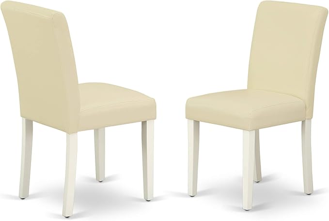 East West Furniture VAAB5-LWH-64 5 Piece Dining Set Includes an Oval Dining Room Table with Butterfly Leaf and 4 White Faux Leather Upholstered Parson Chairs, 40x76 Inch, Linen White