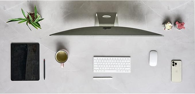 Kaboon Universal Tabletop 45.67"x23.62", Solid One-Piece Melamine Table Top, Double Desk L-Desk DIY, Home and Office, White Rock