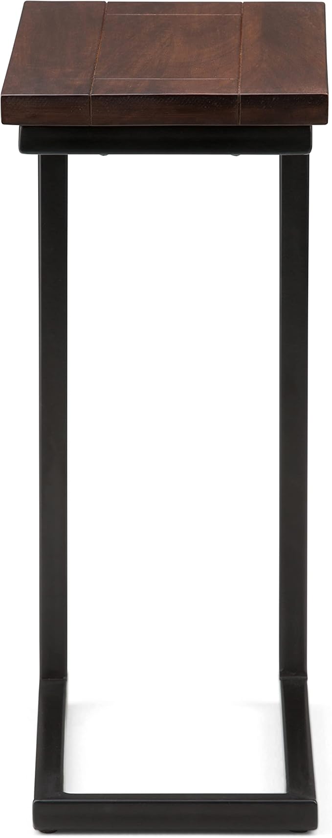 SIMPLIHOME Skyler 18-inch Wide Solid Mango/Metal Industrial C-Shaped End Table in Dark Cognac Brown/Black for Living Room, Office, or Bedroom, Assembled