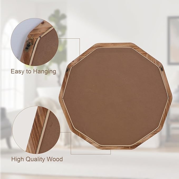 ULIKE White Wood Mirror for Wall, 30 Inch Rustic Farmhouse Mirror with Wood Frame, Decorative Wall Mounted Vanity Mirrors for Bathroom Bedroom Living Room Entryway