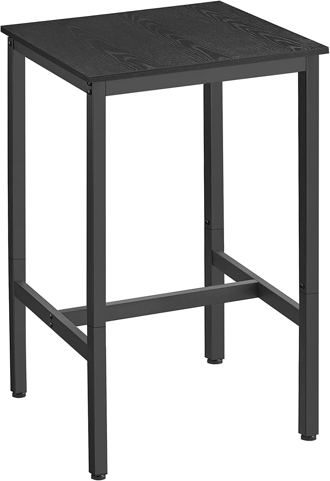 VASAGLE Bar Table, Small Kitchen Dining Table, High Top Pub Table, Height Cocktail Table for Living Room Party, Sturdy Metal Frame, 23.6 x 23.6 x 36.2 Inches for Narrow Spaces, Ebony Black and Black