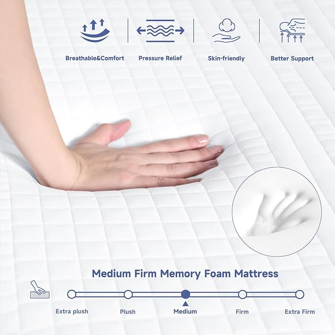 SDHYL Full Mattress, 14 Inch Gel Infused Memory Foam Mattress for Heavy People, Bed in a Box Mid Firm CertiPUR-US Certified & Fiberglass Free, Washable Cover, 75"*54"